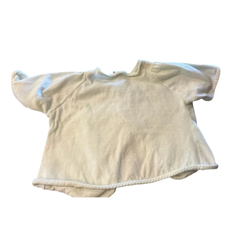 2 Vintage Carter's Shirt Jacket Girls 0-6 Months White Blue Bow Cotton 50's